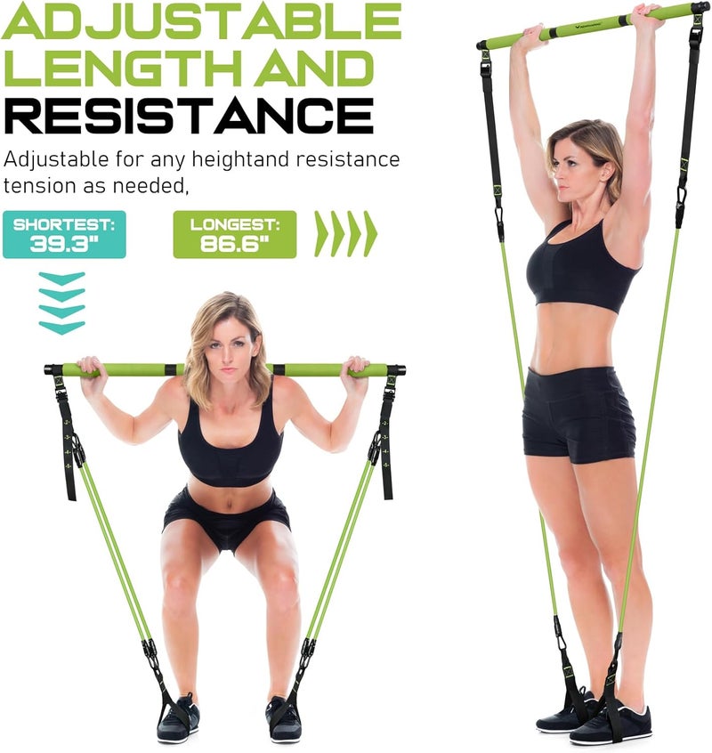 RENRANRING Pilates Bar Kit with Resistance Bands, Multifunctional Pilates Bar for Women & Men with Heavy-Duty Metal Adjustment Buckle, Pilates Home Equipment for Full BodyWorkouts - Image 4